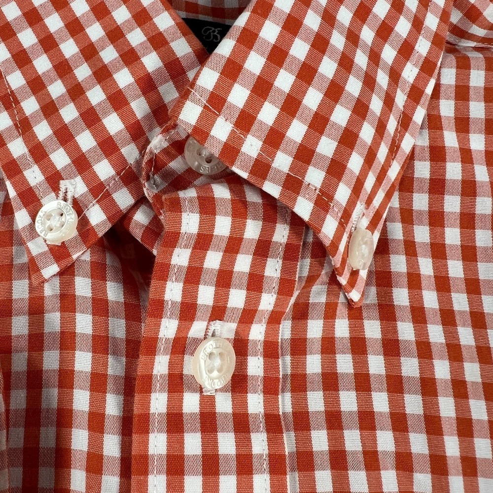 Brooks Brothers Shirt Boys XS Extra Small Orange Check Long Sleeve Button Down - Picture 8 of 13